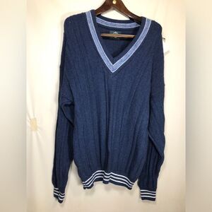 Vintage JANTZEN Mens Sz XL VNeck Cable Knit Sweater Chunky  Oversized